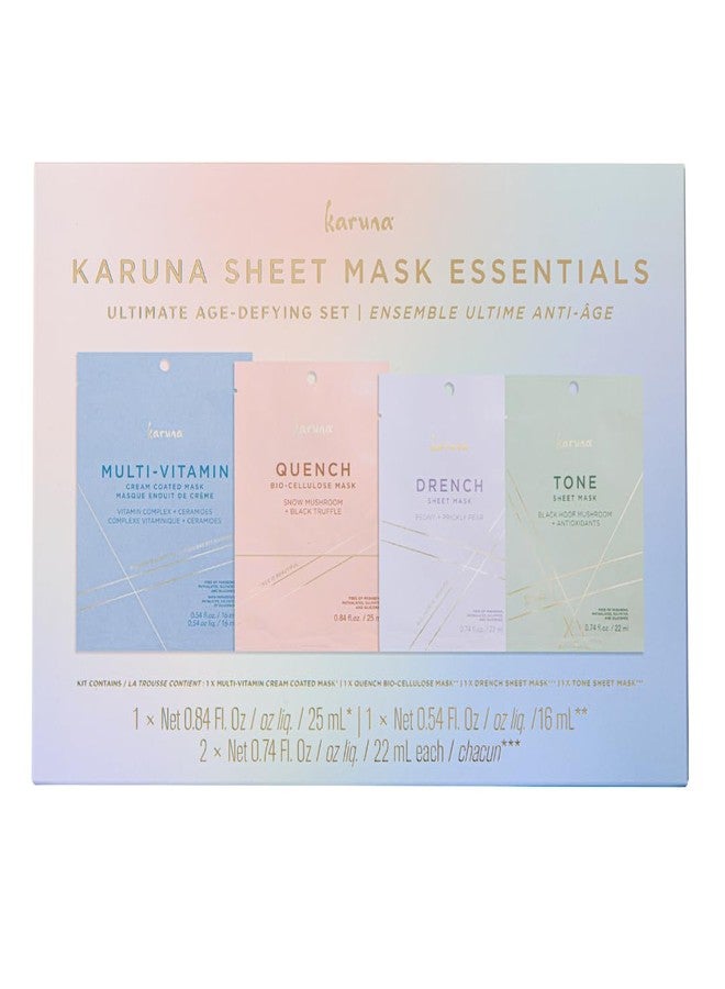 Karuna Ultimate Age-Defying Sheet Mask Essentials Set | 4 Pack – Drench, Tone, Multi-Vitamin & Quench | Free of Parabens, Phthalates & Sulfates | 2.86 OZ - Image 1